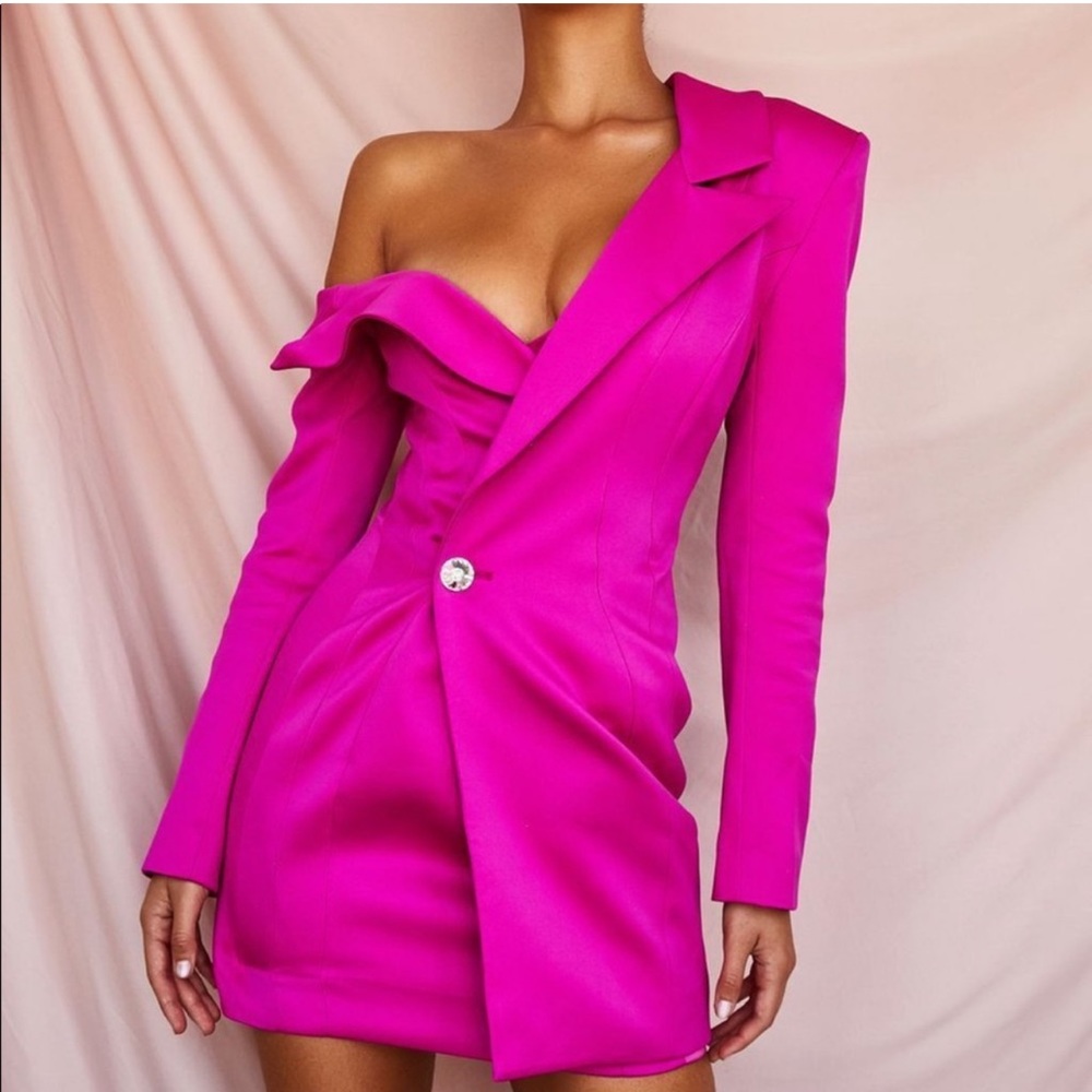 House of CB Fuchsia Long Sleeve Dress
